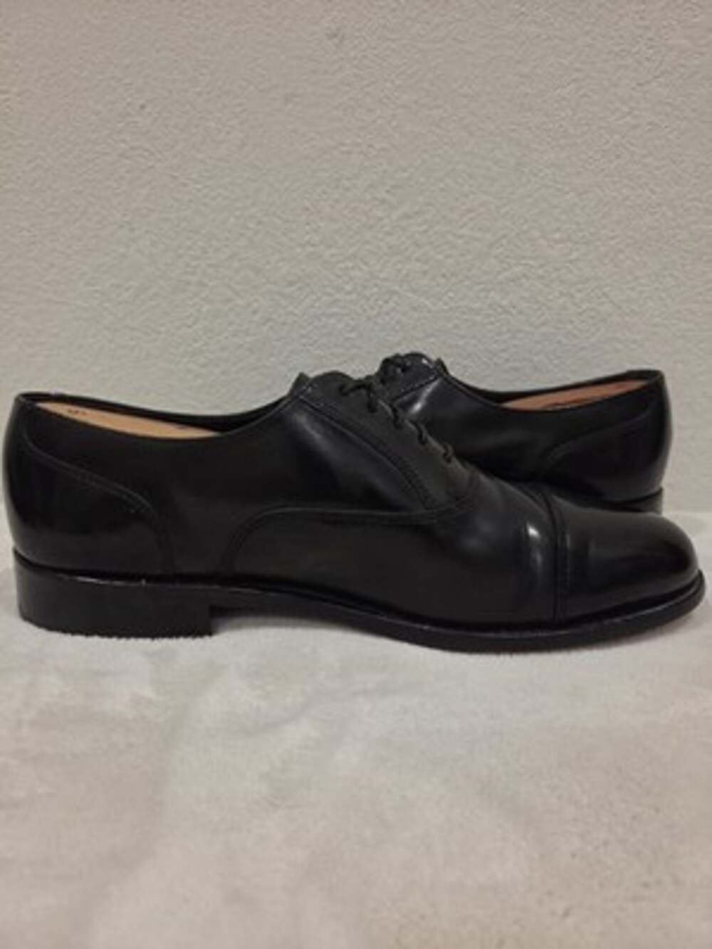 Vintage Florsheim Imperial Cap Toe Oxford Men's 9 Black Leather Dress Shoes